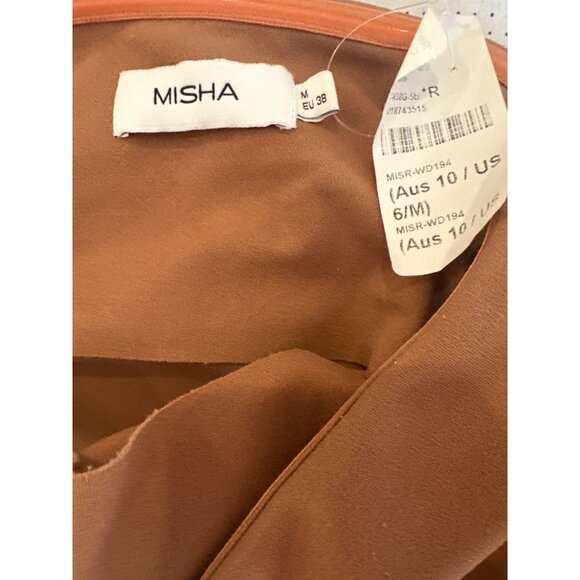 MISHA Calandra Dress in Praline 6 Womens Midi Ruched Cocktail Party - Picture 8 of 14